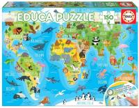 Puzzle 150 Mapa świata dla dzieci (Zwierzęta) G3. Wydawca: Educa. SmakLiter.pl Opakowanie Puzzle 150 Mapa świata dla dzieci (Zwierzęta) G3