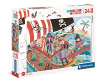Puzzle 24 maxi super color Piraci 24209. Wydawca: Clementoni. SmakLiter.pl Opakowanie Puzzle 24 maxi super color Piraci 24209