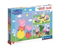 Puzzle 3x48 super color Świnka Peppa 25263. Wydawca: Clementoni. SmakLiter.pl Opakowanie Puzzle 3x48 super color Świnka Peppa 25263