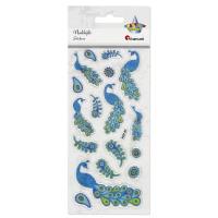 Opakowanie Naklejki wypukłe żywica pawie + pióra mix 17szt