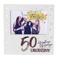 Ramka Moments RM-020 Urodziny 50 biała. Wydawca: Kukartka. SmakLiter.pl Opakowanie Ramka Moments RM-020 Urodziny 50 biała
