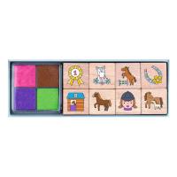 Stempelki Drewniane - Konie - Wyścigi. Wydawca: Moses. SmakLiter.pl Opakowanie Stempelki Drewniane - Konie - Wyścigi