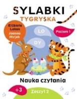 Sylabki Tygryska. Nauka czytania zeszyt 2. Autor: Lekan Elżbieta, Joanna Myjak (ilustr.). SmakLiter.pl Okładka książki Sylabki Tygryska. Nauka czytania zeszyt 2