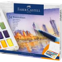 Farby akwarelowe Faber-Castell w kostkach 24 kolory. Wydawca: Faber-Castell. SmakLiter.pl Opakowanie Farby akwarelowe Faber-Castell w kostkach 24 kolory
