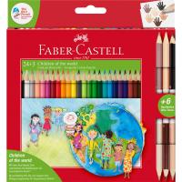 Kredki ołówkowe trójkątne Faber-Castell edycja Children Of The World 12 kolorów + 3 kredki dwustronne. Wydawca: Faber-Castell. SmakLiter.pl Opakowanie Kredki ołówkowe trójkątne Faber-Castell edycja Children Of The World 12 kolorów + 3 kredki dwustronne