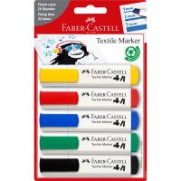 Markery do tkanin zestaw podstawowy 5 sztuk blister. Wydawca: Faber-Castell. SmakLiter.pl Opakowanie Markery do tkanin zestaw podstawowy 5 sztuk blister