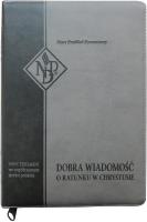 Okładka książki Nowy Testament NPD, szara, suwak i paginatory