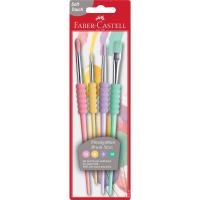 Pędzle szkolne Faber-Castell z miękkim uchwytem kolory pastelowe 4 sztuki Blister. Wydawca: Faber-Castell. SmakLiter.pl Opakowanie Pędzle szkolne Faber-Castell z miękkim uchwytem kolory pastelowe 4 sztuki Blister