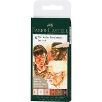 Pisaki Faber-Castell Pitt Artist Pen B Portrait 6 kolorów. Wydawca: Faber-Castell. SmakLiter.pl Opakowanie Pisaki Faber-Castell Pitt Artist Pen B Portrait 6 kolorów