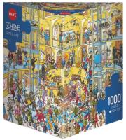 Puzzle 1000 Dzień jak co dzień w hotelu + plakat. Wydawca: Heye. SmakLiter.pl Opakowanie Puzzle 1000 Dzień jak co dzień w hotelu + plakat