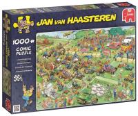 Puzzle 1000 Haasteren Wyścig kosiarek G3. Wydawca: Jumbo. SmakLiter.pl Opakowanie Puzzle 1000 Haasteren Wyścig kosiarek G3
