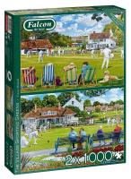 Puzzle 2x1000 Falcon Krykiet & Boule G3. Wydawca: Jumbo. SmakLiter.pl Opakowanie Puzzle 2x1000 Falcon Krykiet & Boule G3