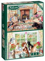 Puzzle 2x1000 Falcon Zwierzęta domowe G3. Wydawca: Jumbo. SmakLiter.pl Opakowanie Puzzle 2x1000 Falcon Zwierzęta domowe G3