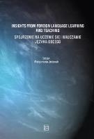 Insights from Foreign Language Learning and Teaching / Spojrzenie na uczenie się i nauczanie języka obcego. Autor: Jedynak Małgorzata. SmakLiter.pl Okładka książki Insights from Foreign Language Learning and Teaching / Spojrzenie na uczenie się i nauczanie języka obcego