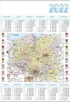 Kalendarz 2022 Jednoplanszowy Mapa Polski PL04. Wydawca: Lucrum. SmakLiter.pl Opakowanie Kalendarz 2022 Jednoplanszowy Mapa Polski PL04