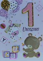 Opakowanie Karnet Przestrzenny B6 Roczek dziewczynka miś