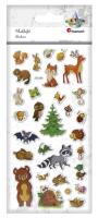 Opakowanie Naklejki wypukłe miękkie zwierzęta leśne 30szt
