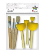 Opakowanie Zestaw pędzle szczecinowe okrągłe + gąbkowe mix