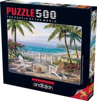 Puzzle 500 Widok na plażę. Wydawca: Anatolian. SmakLiter.pl Opakowanie Puzzle 500 Widok na plażę