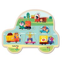 Opakowanie Drewniane puzzle Dopasuj Kształty Pojazdy