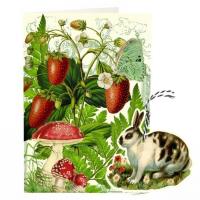 Opakowanie Karnet B6 i zawieszka z kopertą - Królik czar-biał