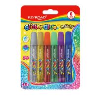 Opakowanie Klej brokatowy KEYROAD 6 x 10g metaliczne odcienie blister