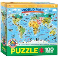 Puzzle 100 Smartkids Illustrated Map of the World 6100-5554. Wydawca: Eurographics. SmakLiter.pl Opakowanie Puzzle 100 Smartkids Illustrated Map of the World 6100-5554