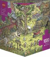 Puzzle 1000 Koty Simona, Zabawy w ogrodzie. Wydawca: Heye. SmakLiter.pl Opakowanie Puzzle 1000 Koty Simona, Zabawy w ogrodzie