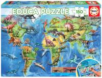 Puzzle 150 Mapa świata dla dzieci (Dinozaury) G3. Wydawca: Educa. SmakLiter.pl Opakowanie Puzzle 150 Mapa świata dla dzieci (Dinozaury) G3