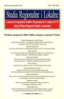 Opakowanie Studia Regionalne i lokalne 2011 specjalne