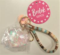 Opakowanie Brelok - serce z kwiatem różowe