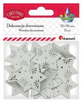 Opakowanie Drewniane gwiazdki ażurowe białe 25x29mm 15szt