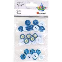 Opakowanie Guziki plastikowe okrągłe 15mm niebies mix 30szt