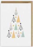 Opakowanie Kartka Boże Narodzenie Choinka miętowo-złota K080