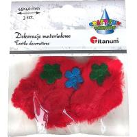 Opakowanie Ozdoba materiałowa serca 45x40mm czerwone 3szt