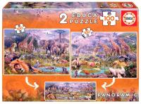 Puzzle 2x100 Dzikie zwierzęta (panorama) G3. Wydawca: Educa. SmakLiter.pl Opakowanie Puzzle 2x100 Dzikie zwierzęta (panorama) G3