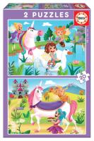 Puzzle 2x20 Jednorożce i wróżki G3. Wydawca: Educa. SmakLiter.pl Opakowanie Puzzle 2x20 Jednorożce i wróżki G3