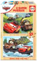 Puzzle 2x25 Auta (drewniane) G3. Wydawca: Educa. SmakLiter.pl Opakowanie Puzzle 2x25 Auta (drewniane) G3