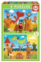 Puzzle 2x48 Smoki i rycerze G3. Wydawca: Educa. SmakLiter.pl Opakowanie Puzzle 2x48 Smoki i rycerze G3