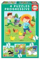 Puzzle 6+9+12+16 Zwierzęta na farmie G3. Wydawca: Educa. SmakLiter.pl Opakowanie Puzzle 6+9+12+16 Zwierzęta na farmie G3