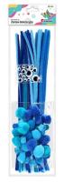 Opakowanie Zestaw druciki, pompony, oczka niebieski 80szt
