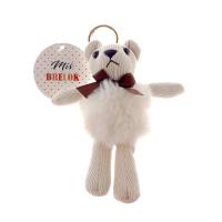 Opakowanie Brelok Pompon miś z kokardą jasny