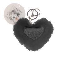 Opakowanie Brelok pompon serce brokat czarny