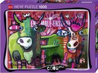 Puzzle 1000 Pasiaste krowy. Wydawca: Heye. SmakLiter.pl Opakowanie Puzzle 1000 Pasiaste krowy