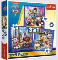Opakowanie Puzzle 3w1 Psi Patrol gotowy do akcji TREFL