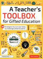 A Teacher's Toolbox for Gifted Education. Autor: Stanley Todd. SmakLiter.pl Okładka książki A Teacher's Toolbox for Gifted Education