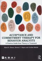 Acceptance and Commitment Therapy for Behavior Analysts. Autor: Dixon Mark R., Steven C. Hayes, Belisle Jordan. SmakLiter.pl Okładka książki Acceptance and Commitment Therapy for Behavior Analysts