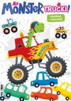 Ale monster trucki! Kolorowanka z naklejkami. Autor: Opracowanie zbiorowe. SmakLiter.pl Okładka książki Ale monster trucki! Kolorowanka z naklejkami