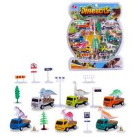 Opakowanie Auto pull back + znaki i dinozaury MIX