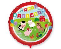 Opakowanie Balon foliowy 46cm Happy Birthday Farmyard